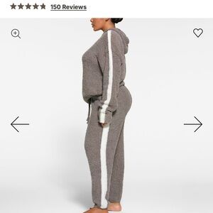 Skims Sherpa Gray Hoodie with White Stripes size medium